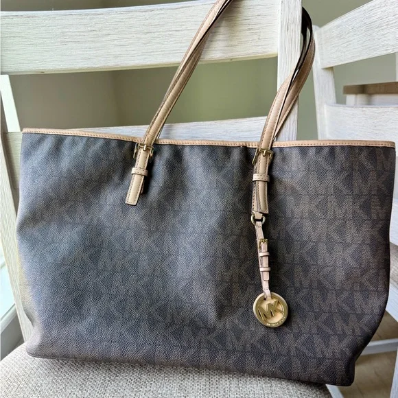 Michael Kors Dark Brown and Beige Tote - Picture 1 of 16